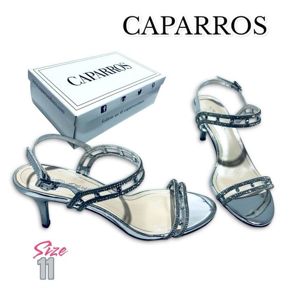 Caparros' Happy Strappy Metallic High Heel Evening Sandals. NEW! Womens Size 11. - Picture 1 of 8